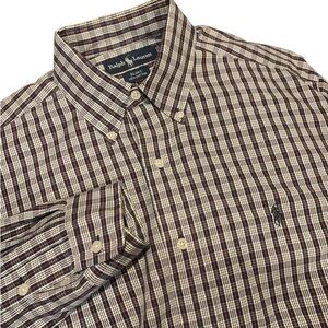 Ralph Lauren Blake Plaid Button Down Shirt Black Red White Cotton Men’s Size S
